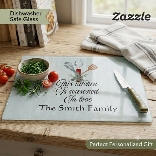 Personalized family name housewarming xmas cutting board