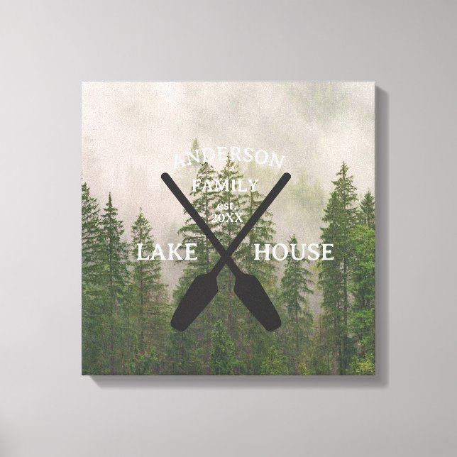 Personalized Family Name Lake House  Canvas Print (Front)