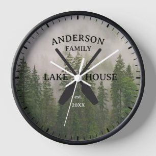 Personalized Family Name Lake House  Clock