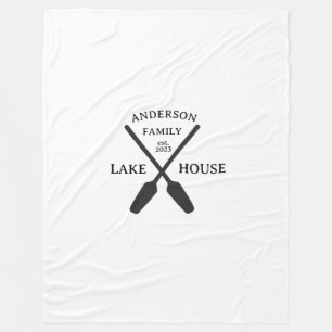 Personalized Family Name Lake House  Fleece Blanket