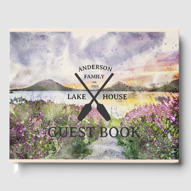 Personalized Family Name Lake House  Guest Book (Front)