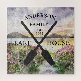 Personalized Family Name Lake House  Jigsaw Puzzle