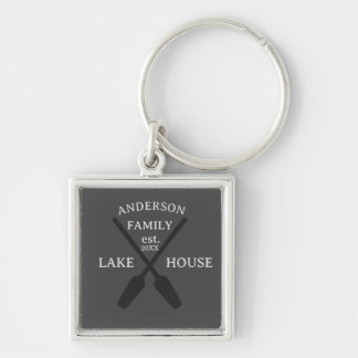 Personalized Family Name Lake House Keychain