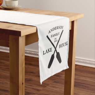 Personalized Family Name Lake House  Long Table Runner