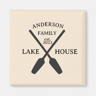 Personalized Family Name Lake House  Magnet