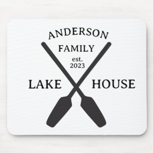 Personalized Family Name Lake House Mouse Pad