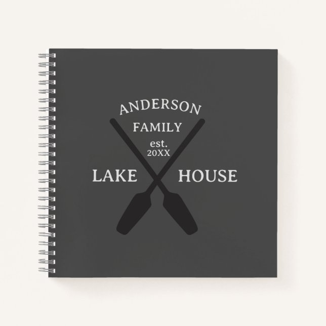 Personalized Family Name Lake House  Notebook (Front)