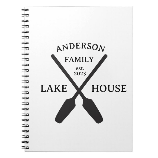 Personalized Family Name Lake House  Notebook (Front)