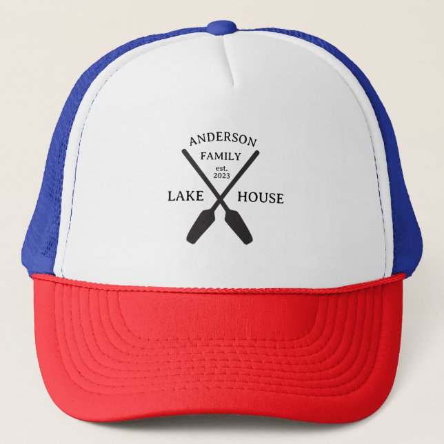 Personalized Family Name Lake House  Trucker Hat (Front)