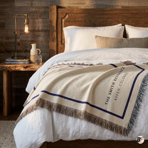 Personalized Family Name & Location Minimalist Throw Blanket