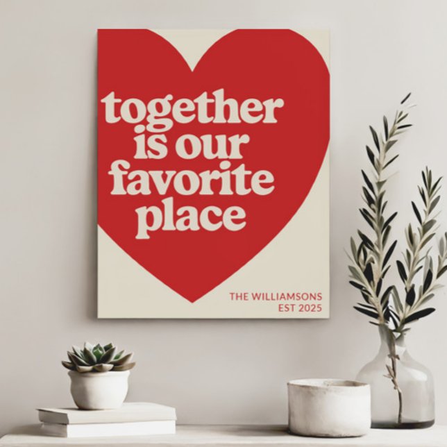 Personalized Family Name Love Heart Red Modern  Poster (Creator Uploaded)