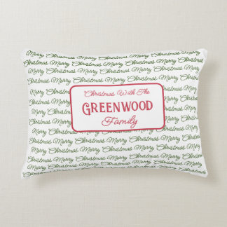 Personalized Family Name Merry Christmas  Accent Pillow