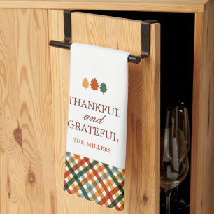 Personalized Family Name Modern Thanksgiving Kitchen Towel