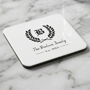 Personalized Family Name Monogram Beverage Coaster