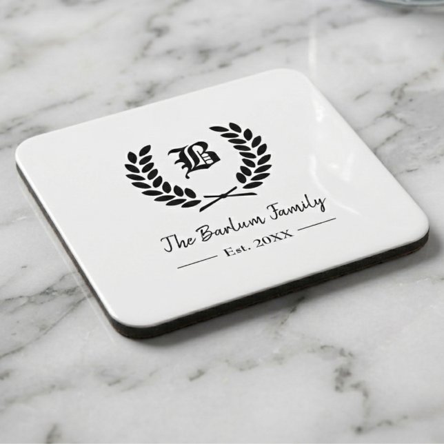 Personalized Family Name Monogram Beverage Coaster (Family Name Monogram )