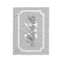 Personalized family name monogram fleece blanket