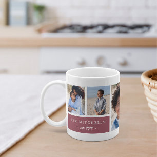 Personalized Family Name & Monogram Photo Collage Coffee Mug