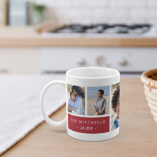Personalized Family Name & Monogram Photo Collage Coffee Mug