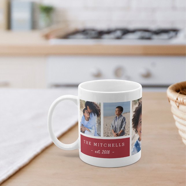 Personalized Family Name & Monogram Photo Collage Coffee Mug (Creator Uploaded)