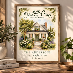Personalized Family Name New Home Watercolor Poster
