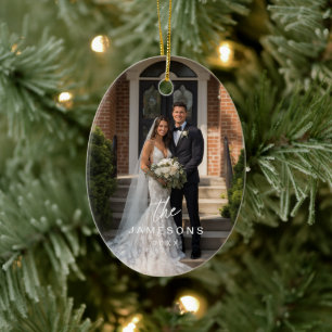 Personalized Family Name Photo Ceramic Ornament