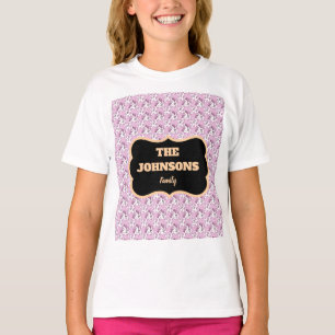 Personalized family name pink floral T-Shirt