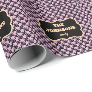 Personalized family name pink floral wrapping paper
