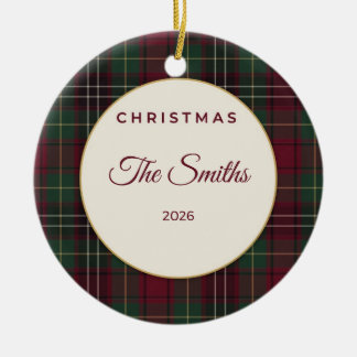 Personalized Family Name Plaid Christmas Ornament