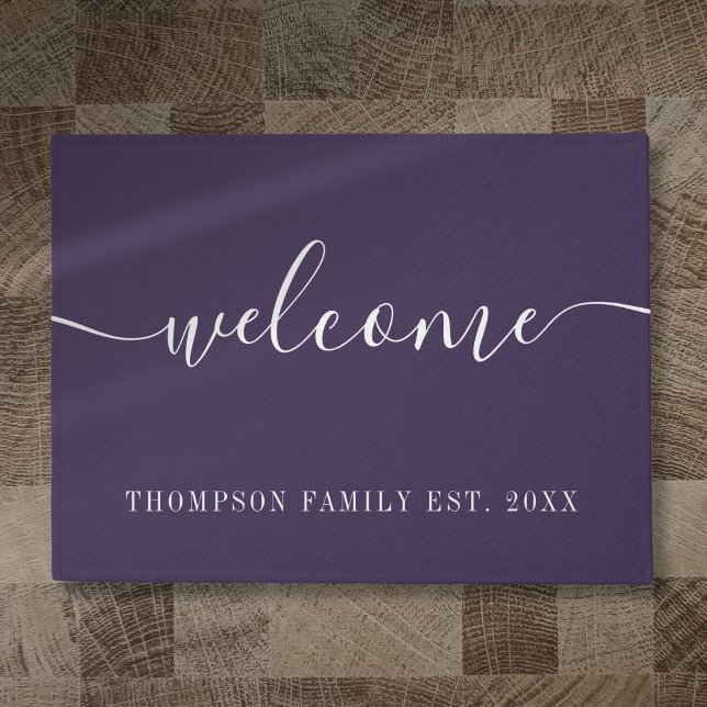 Personalized Family Name Purple Welcome Doormat (Personalized Family Name Purple Welcome Doormat)