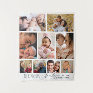 Personalized Family Name Quote 9 Photo Collage  Tapestry