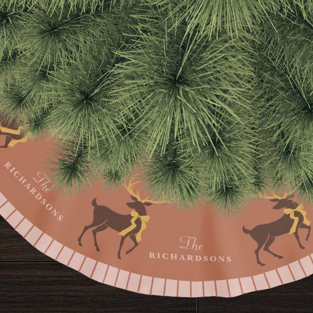Personalized Family Name Reindeer Christmas Brushed Polyester Tree Skirt (44 inches in diameter)
