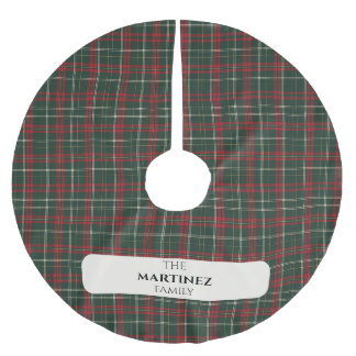 Personalized Family Name Tartan Christmas Tree Ski Brushed Polyester Tree Skirt