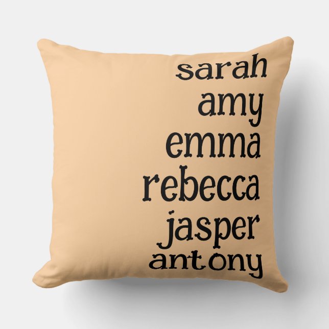 Personalized Family Name Throw Pillow Case (Front)
