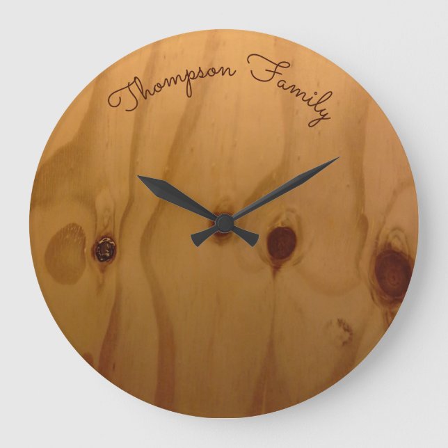 personalized family name wood rustic large clock (Front)