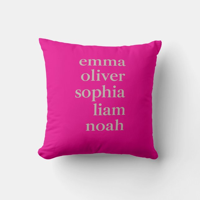 Personalized Family Names Minimal Throw Pillow | M (Front)