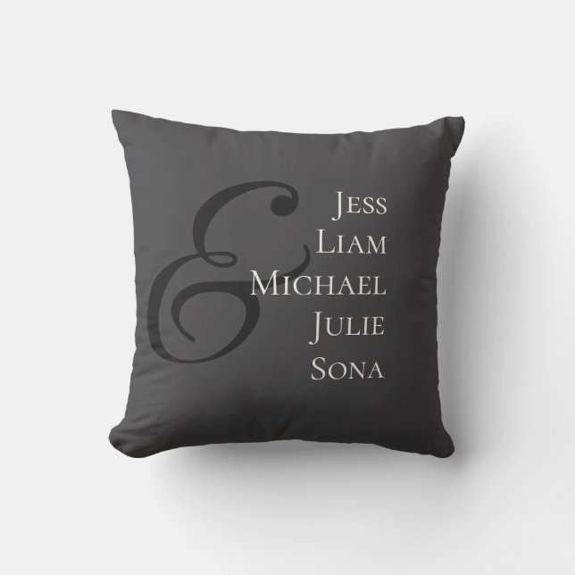 Personalized Family Names Throw Pillow (Front)