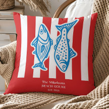 Personalized Family Nautical Red Sardine Stripes