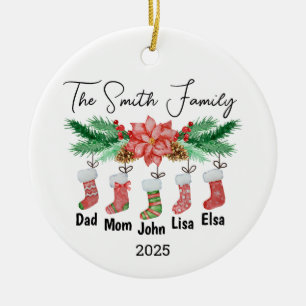 Personalized Family of Five Ornament, Family Gift Ceramic Ornament