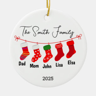 Personalized Family of Five Ornament, Family Gift Ceramic Ornament