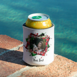 Personalized Family Pet Photo Christmas Can Cooler