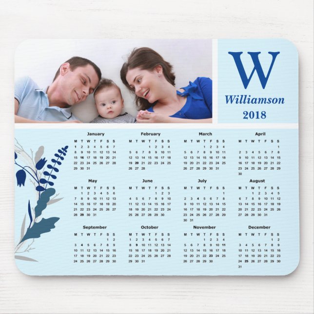 Personalized Family Photo 2018 Calendar Mouse Pad (Front)