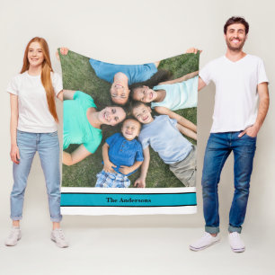 Personalized Family Photo and Name Fleece Blanket