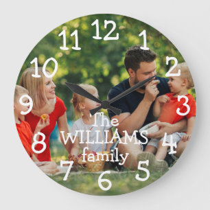 Personalized Family Photo And Name Large Clock