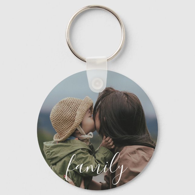 Personalized Family Photo and Text Keychain (Front)