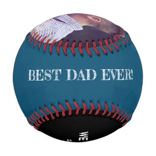 Personalized family photo Best Dad Ever! blue Baseball