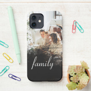 Personalized Family Photo Black Abstract iPhone 12 Case