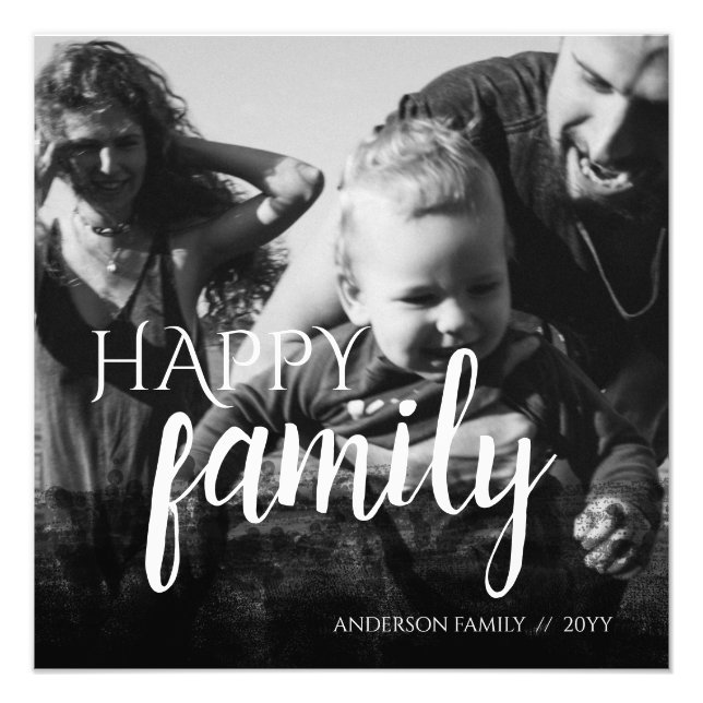 Personalized Family Photo Black Abstract Overlay (Front)