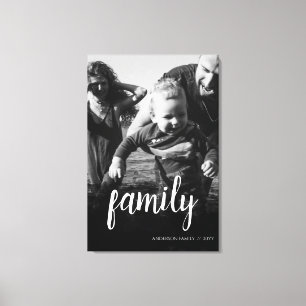 Personalized Family Photo Black Abstract Overlay Canvas Print