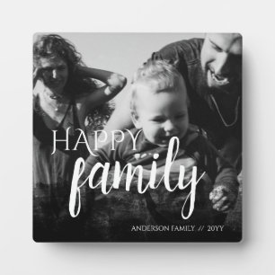 Personalized Family Photo Black Abstract Overlay Plaque