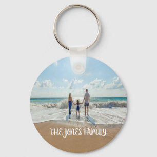 Personalized Family Photo Button Keychain